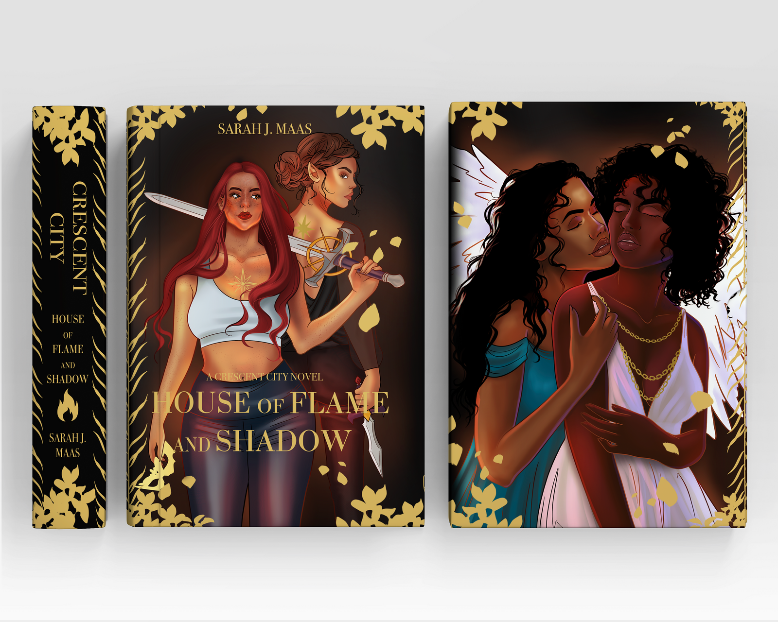 PREORDER Licensed Gold Foil Crescent City HOUSE OF FLAME & SHADOW ONLY Dust Jacket | Hardcover Dust Jackets