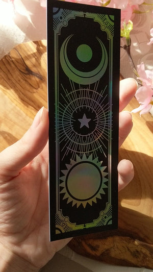 Double Sided Holographic Foil Sun, Moon & Stars | Bookmark