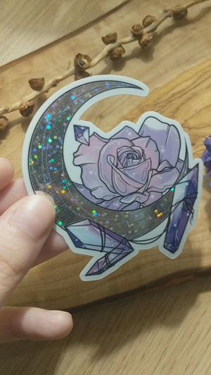 Moon, Rose & Crystals | Sticker