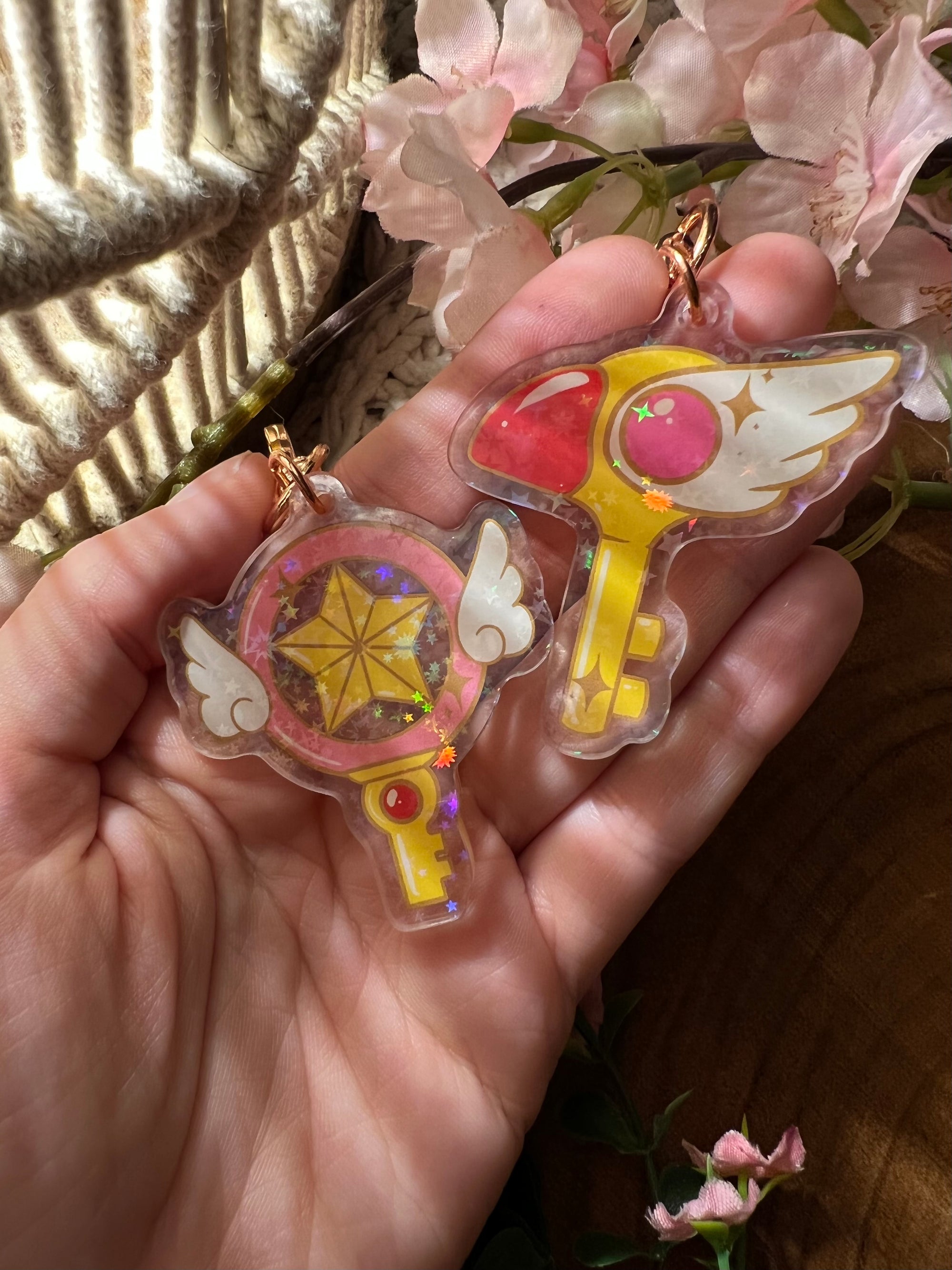 Double Sided Holographic Cardcaptor Sakura Sealing Wands | Keychain