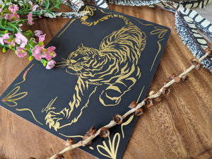 Gold Foil Tiger | Mini Print