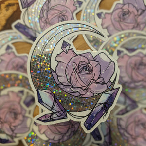 Moon, Rose & Crystals | Sticker