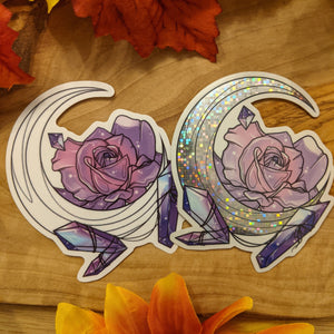 Moon, Rose & Crystals | Sticker