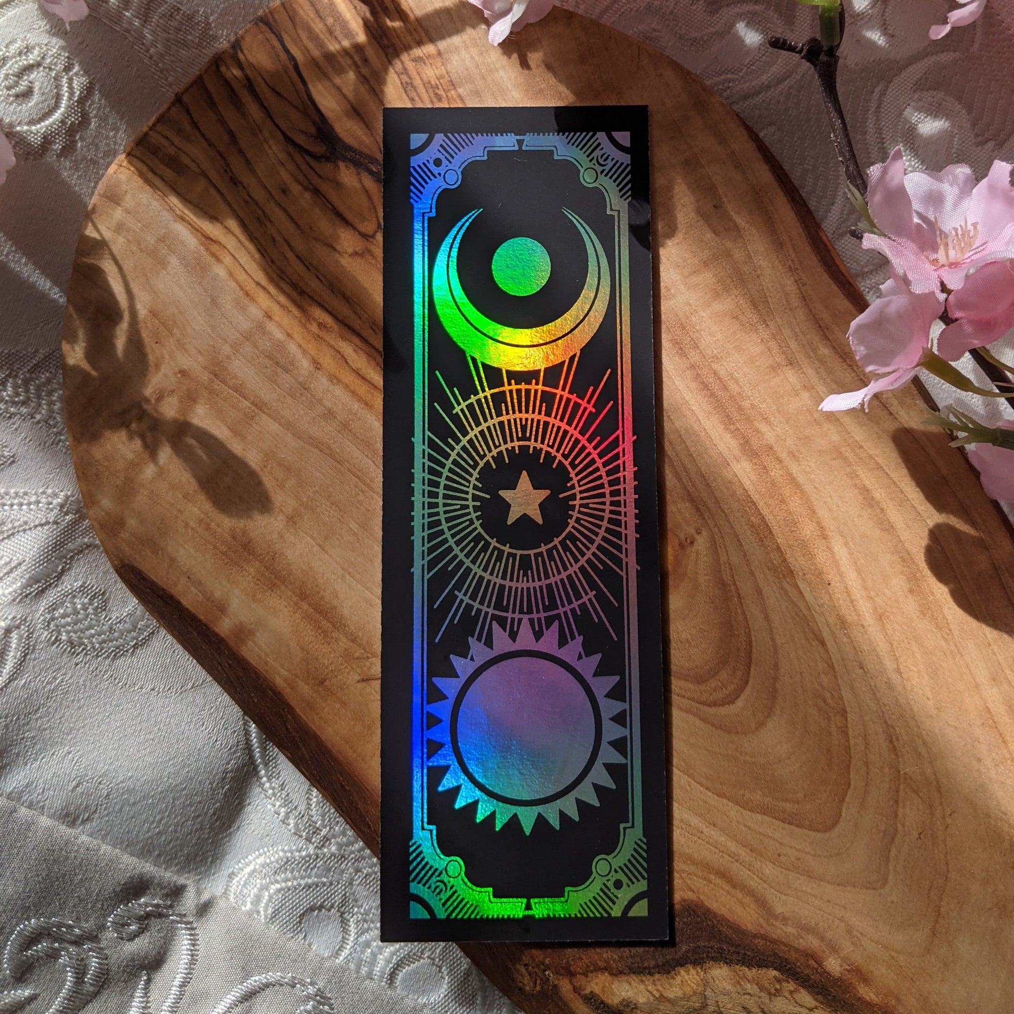 Double Sided Holographic Foil Sun, Moon & Stars | Bookmark