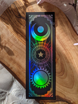 Double Sided Holographic Foil Sun, Moon & Stars | Bookmark